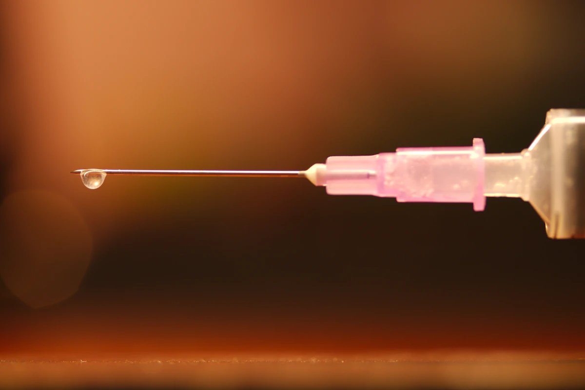 Close-up of a syringe needle