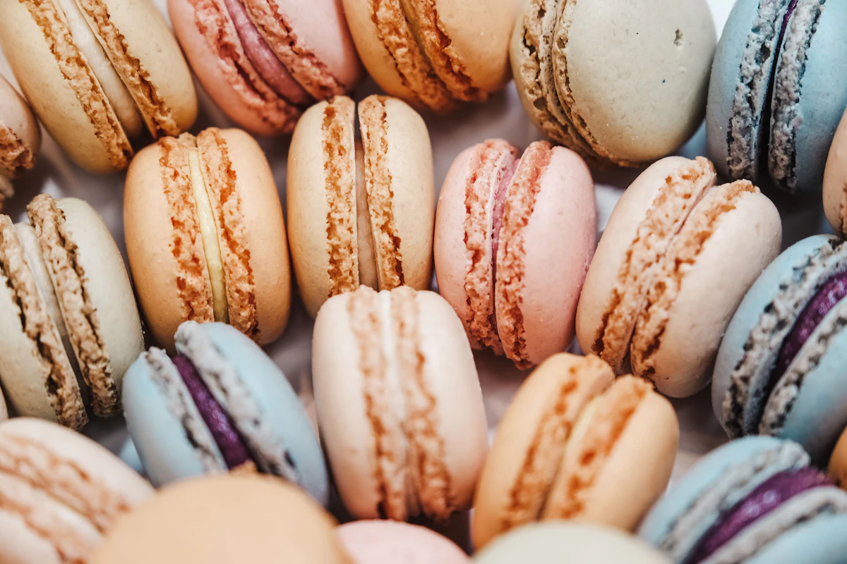French macarons in different colors
